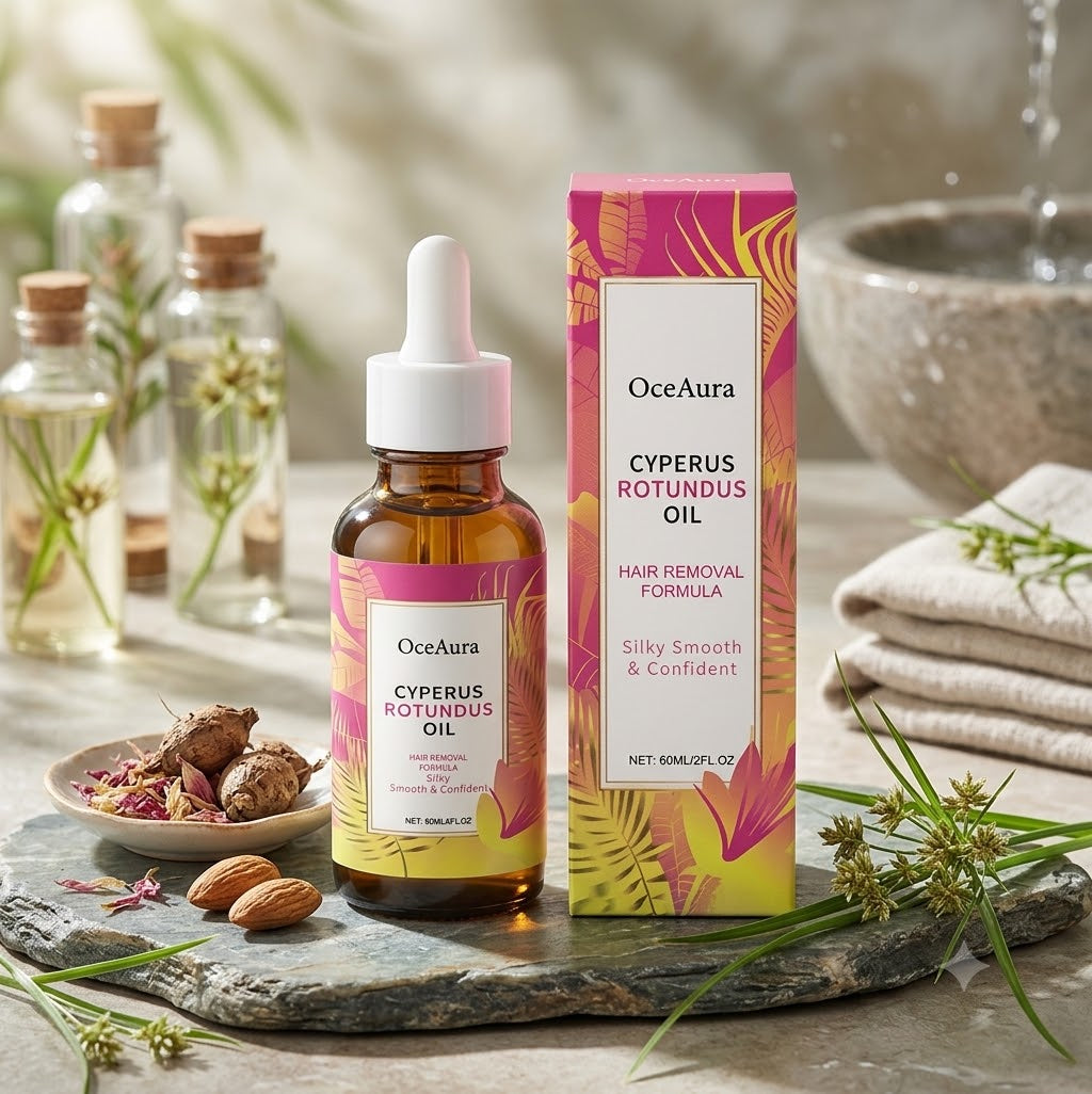 Aceite de Cyperus Rotundus para Depilación – Suavizante, Calmante e Hidratante – Inhibidor del Vello para Axilas, Piernas y Brazos