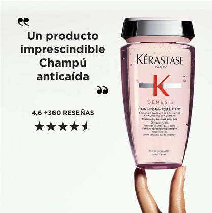 Kérastase - Genesis - Champú Bain Hydra-Fortifiant 250 ml para cabello fino, fórmula sin siliconas que reduce la rotura un 97%, limpia suavemente el sebo e impurezas mientras nutre y fortalece el cabello para un aspecto sano y resistente