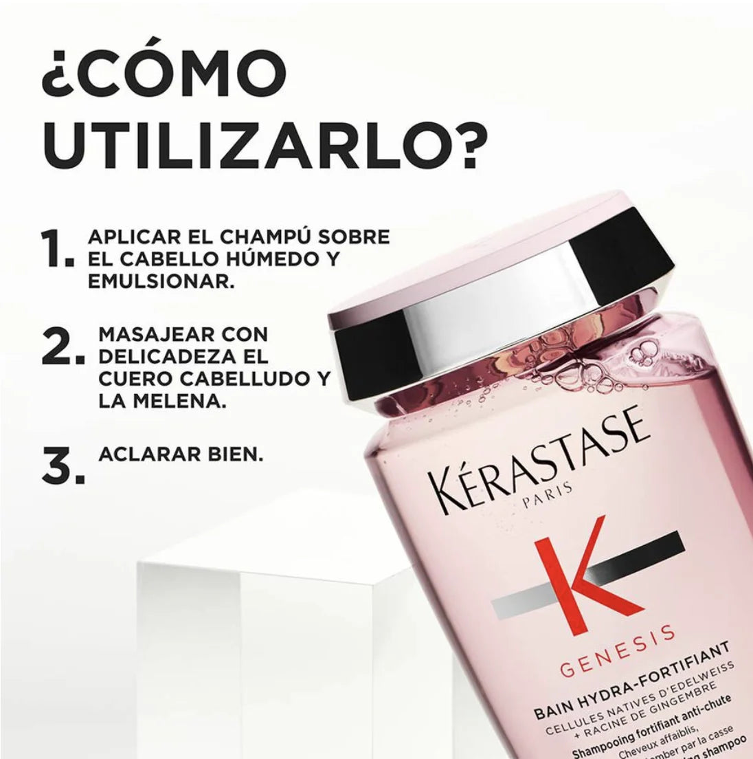 Kérastase - Genesis - Champú Bain Hydra-Fortifiant 250 ml para cabello fino, fórmula sin siliconas que reduce la rotura un 97%, limpia suavemente el sebo e impurezas mientras nutre y fortalece el cabello para un aspecto sano y resistente