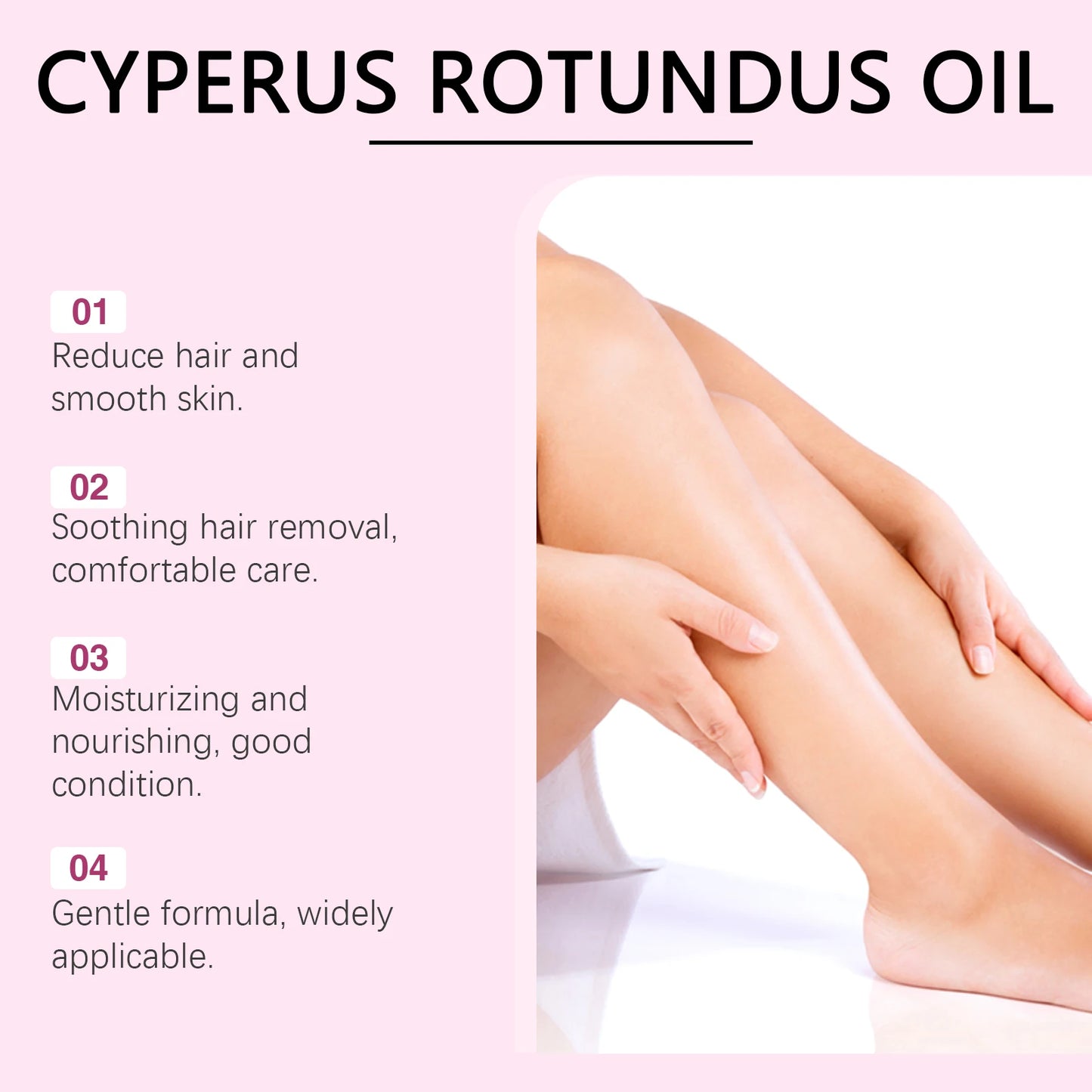 Aceite de Cyperus Rotundus para Depilación – Suavizante, Calmante e Hidratante – Inhibidor del Vello para Axilas, Piernas y Brazos