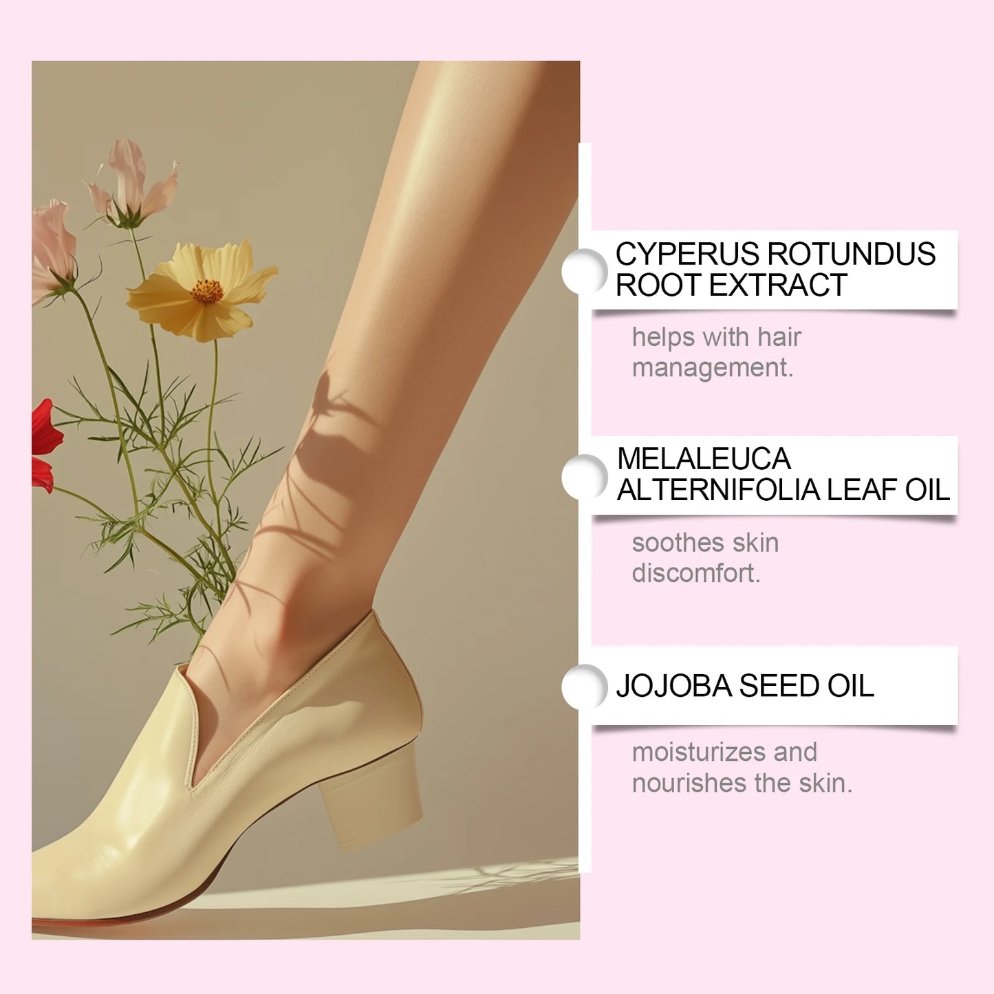Aceite de Cyperus Rotundus para Depilación – Suavizante, Calmante e Hidratante – Inhibidor del Vello para Axilas, Piernas y Brazos