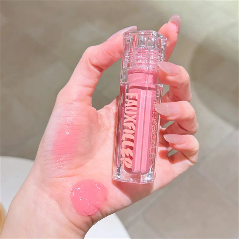 Huda Beauty Faux Filler Brillo de Labios Brillante No Pegajoso, Hidratante, Aceite de Labios Crystal Clear, Efecto Voluminizador y Nutritivo, Maquillaje con Color