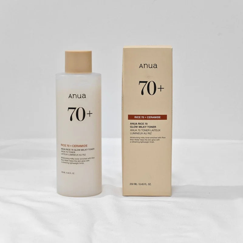 Anua Tóner Lechoso Arroz 70 Glow – Agua de Arroz, Niacinamida y Esencia Facial – Hidratante, Antigranos y Poros – 250ml