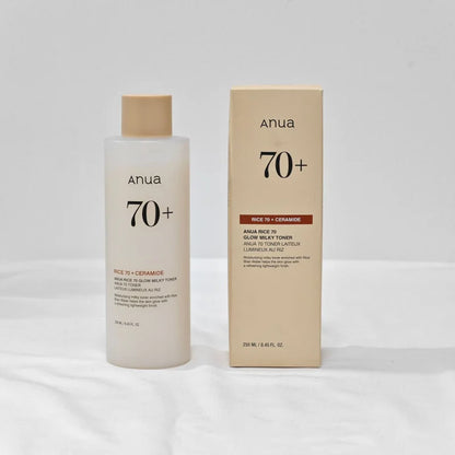 Anua Tóner Lechoso Arroz 70 Glow – Agua de Arroz, Niacinamida y Esencia Facial – Hidratante, Antigranos y Poros – 250ml