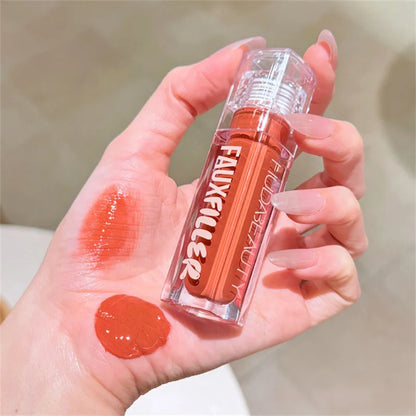 Huda Beauty Faux Filler Brillo de Labios Brillante No Pegajoso, Hidratante, Aceite de Labios Crystal Clear, Efecto Voluminizador y Nutritivo, Maquillaje con Color