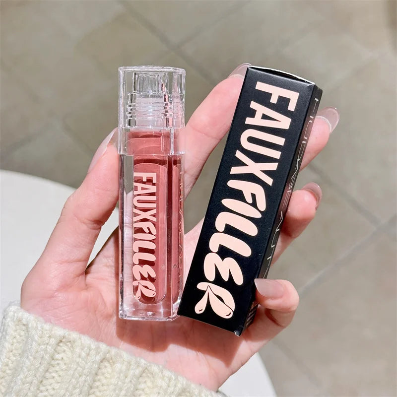 Huda Beauty Faux Filler Brillo de Labios Brillante No Pegajoso, Hidratante, Aceite de Labios Crystal Clear, Efecto Voluminizador y Nutritivo, Maquillaje con Color