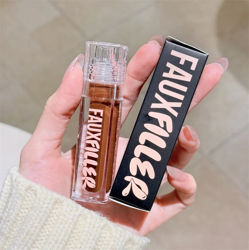 Huda Beauty Faux Filler Brillo de Labios Brillante No Pegajoso, Hidratante, Aceite de Labios Crystal Clear, Efecto Voluminizador y Nutritivo, Maquillaje con Color