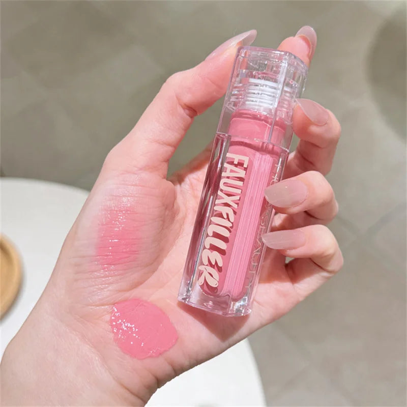 Huda Beauty Faux Filler Brillo de Labios Brillante No Pegajoso, Hidratante, Aceite de Labios Crystal Clear, Efecto Voluminizador y Nutritivo, Maquillaje con Color